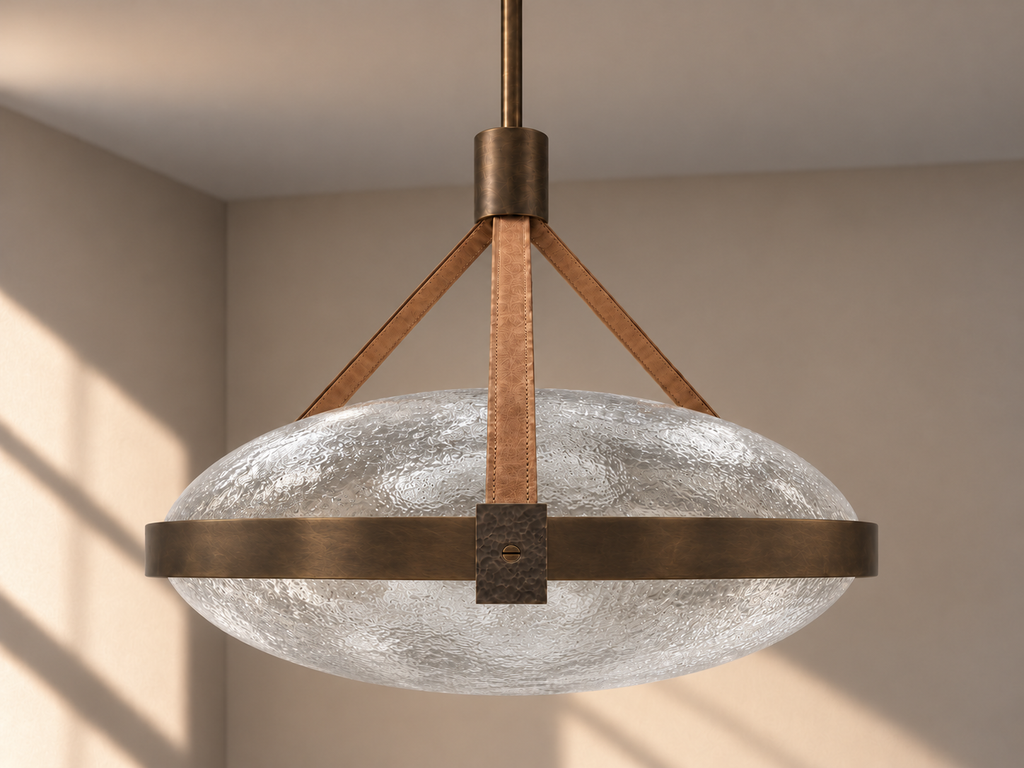 Solin pendant with textured glass, unlit