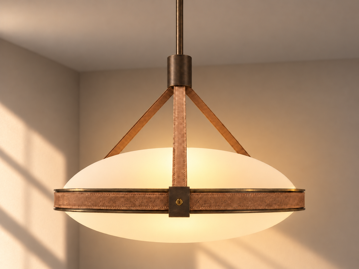 Solin frosted-glass pendant illuminated